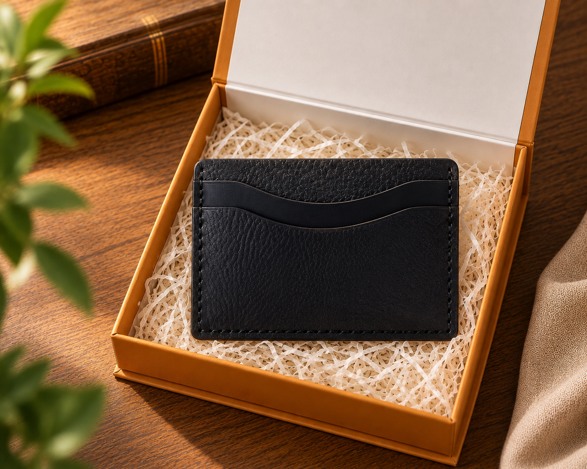 Handmade Leather Card Holder – Unique Mixed Colours | Slim Card Wallet