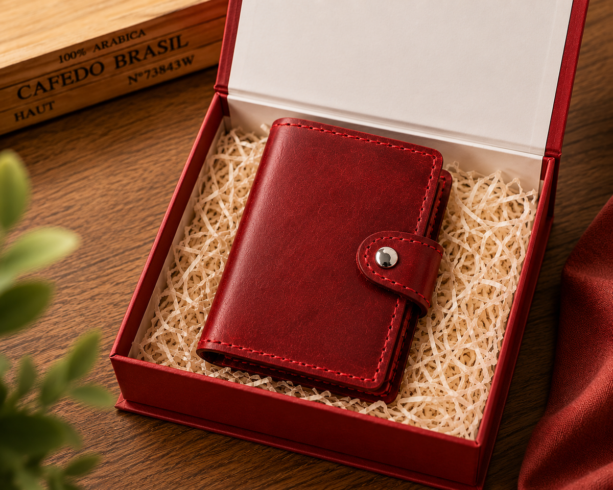 Personalised Leather Pop-Up Card Holder – RFID Blocking | 11 Card Slots & Initials Engraving