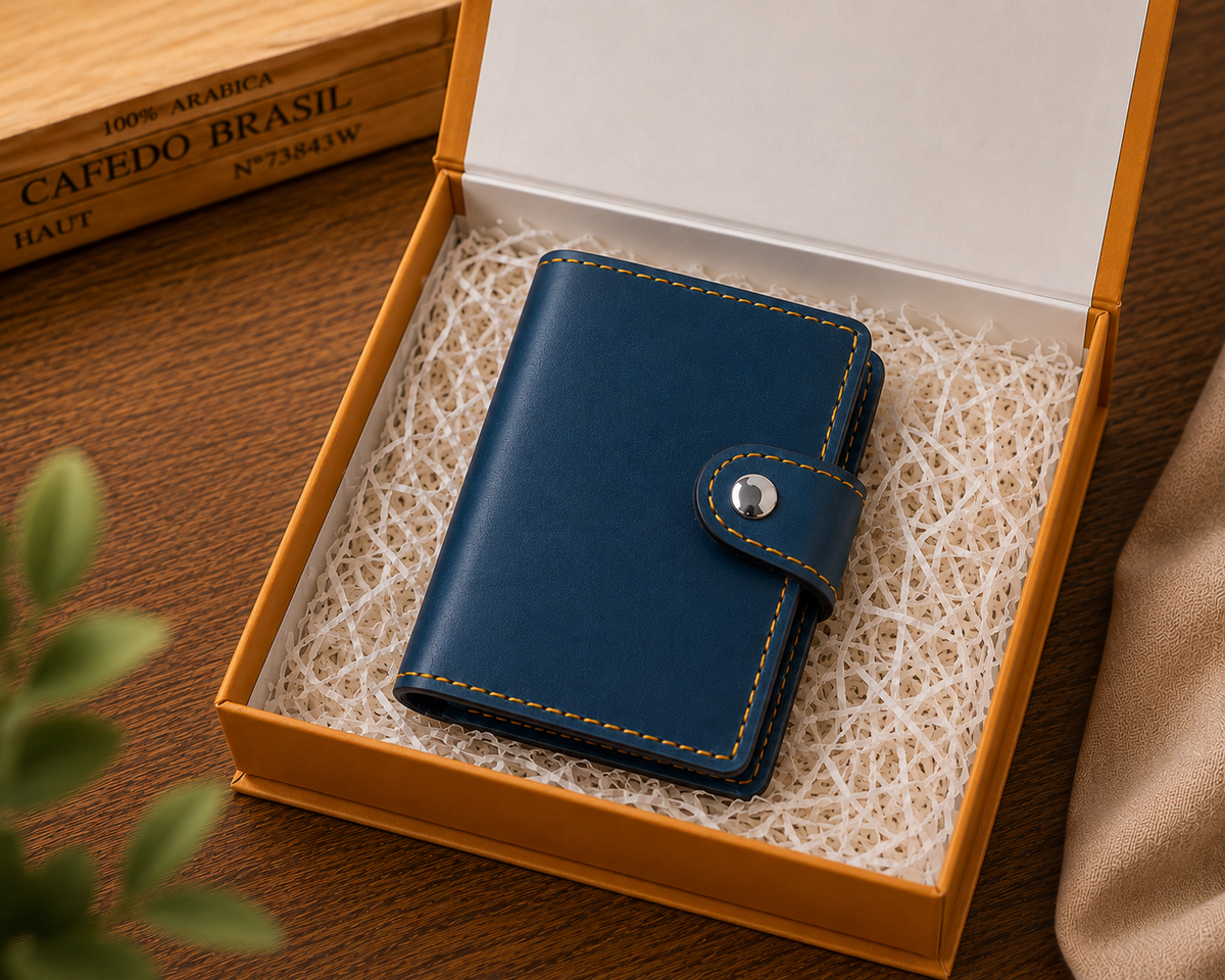 Personalised Leather Pop-Up Card Holder – RFID Blocking | 11 Card Slots & Initials Engraving