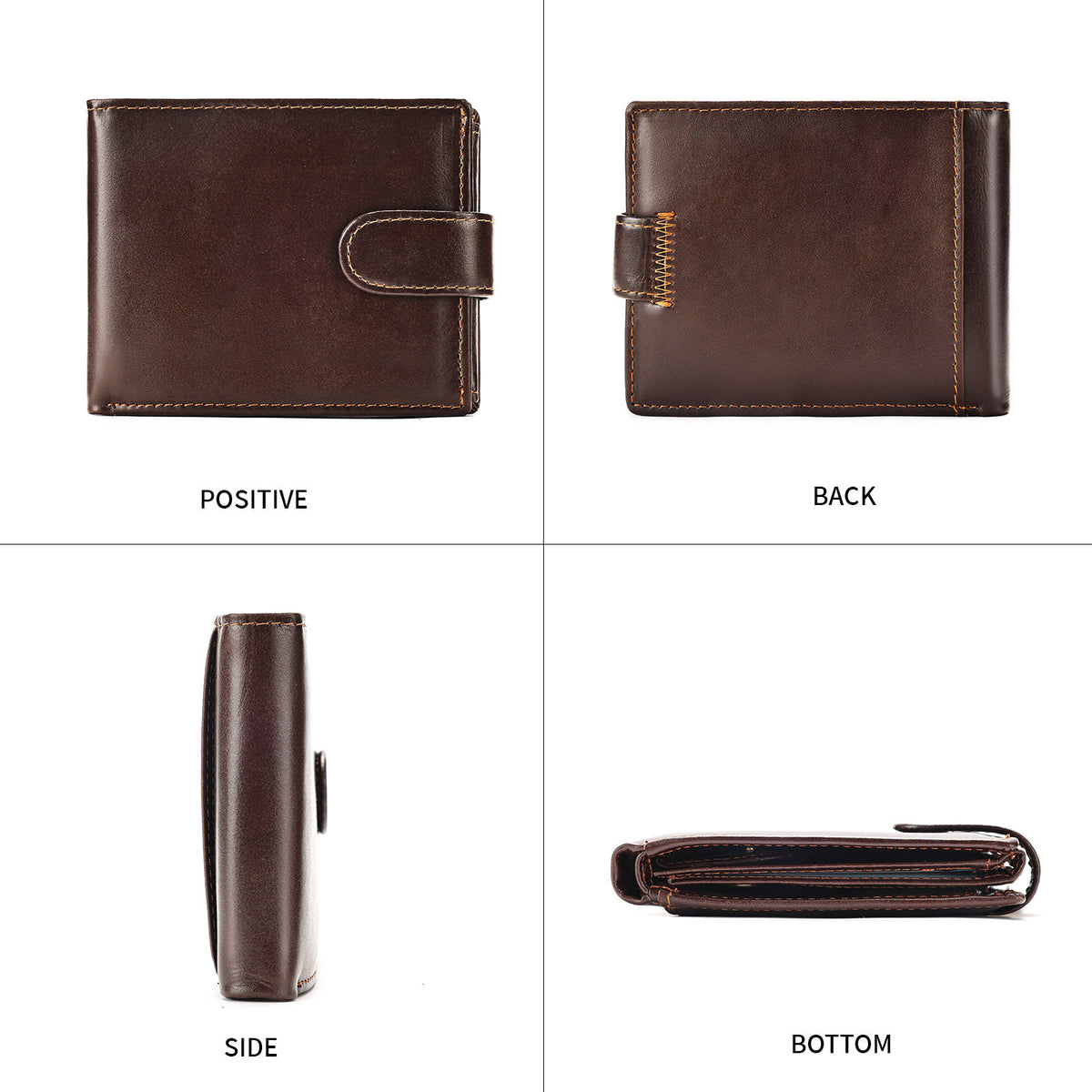 Men's Dark Brown Leather Wallet – RFID Blocking | Coin & Photo Holder