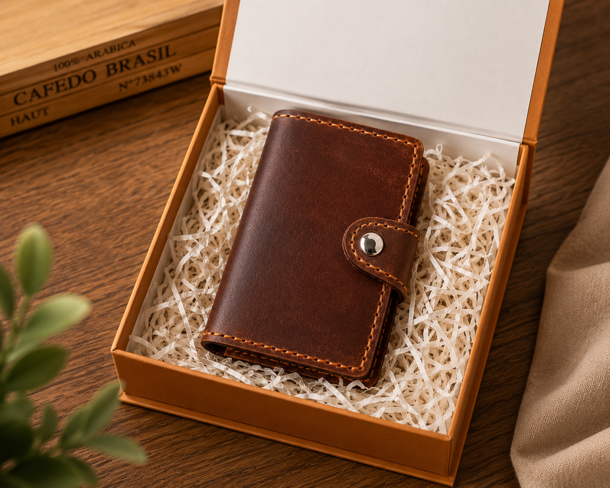 Personalised Leather Pop-Up Card Holder – RFID Blocking | 11 Card Slots & Initials Engraving