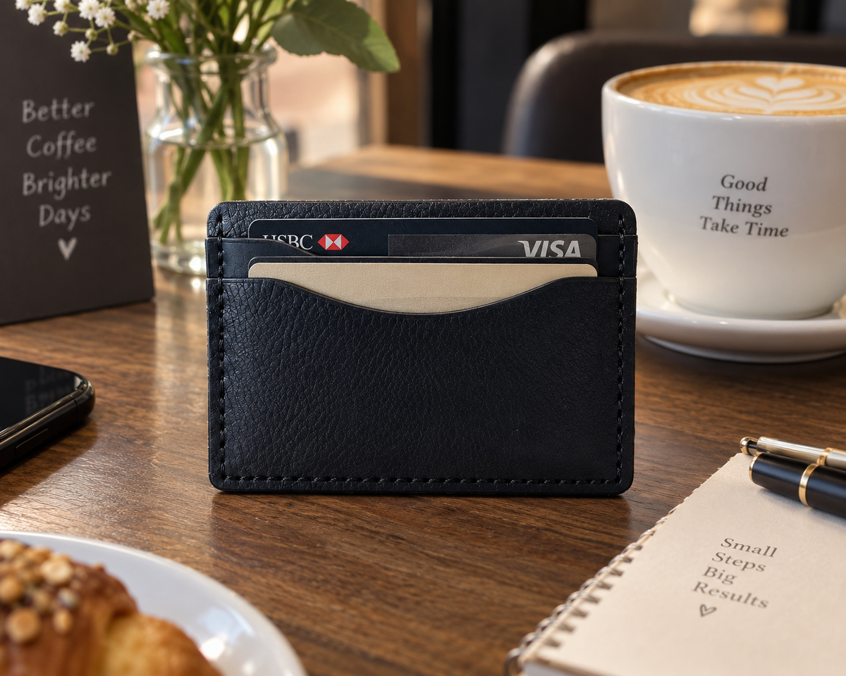 Handmade Leather Card Holder – Unique Mixed Colours | Slim Card Wallet