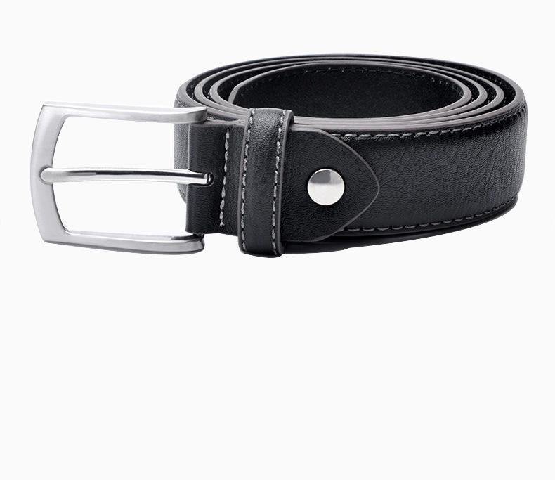 Men's Black Leather Belt – Silver Buckle | Custom Adjustable Size
