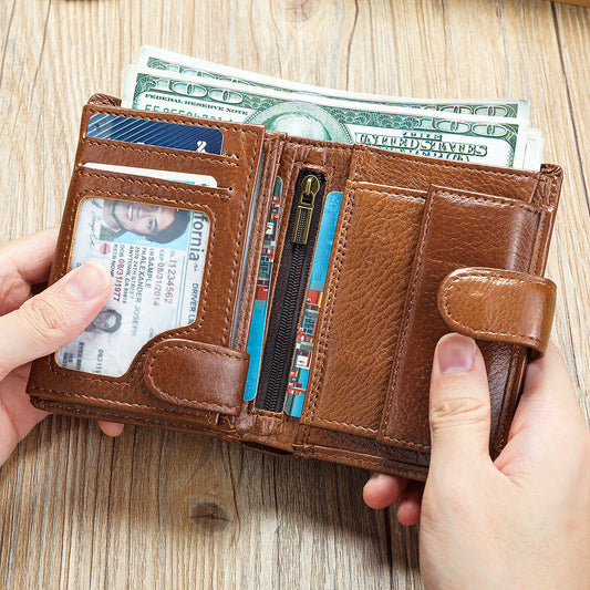 Classic Brown Leather Wallet – Men's Bifold Wallet with Coin Pocket